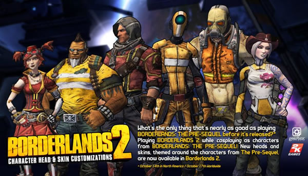 Update Borderlands 2 に The Pre Sequel のコスプレスキンとヘッドが実装 Shiftコードの配布スケジュールもアナウンス Doope