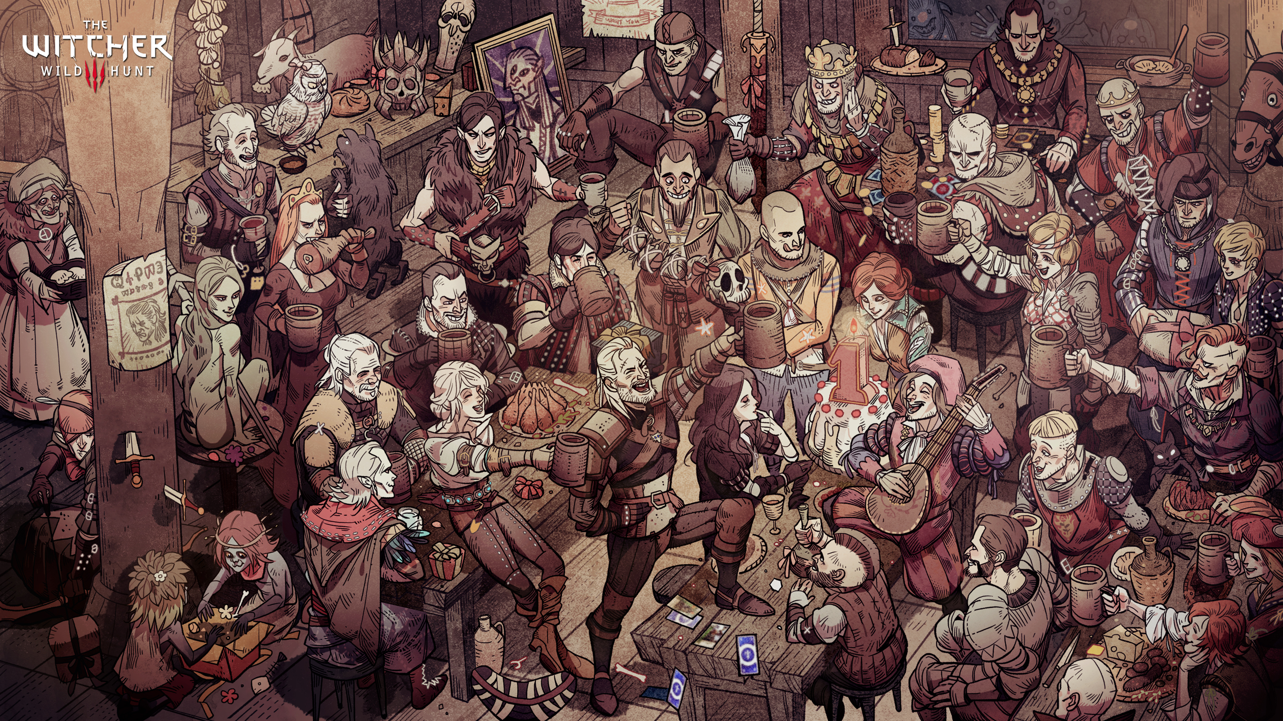 The Witcher 3 Wild Hunt 発売1周年の賑やかなパーティを描いた素敵なアートワークが公開 Doope 国内外のゲーム情報サイト