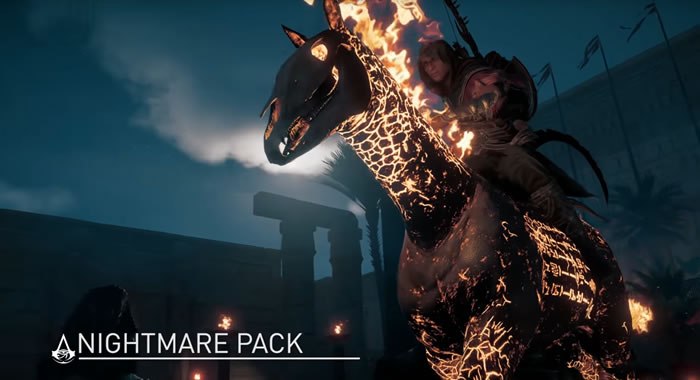 炎に包まれた馬や新装備を導入する Assassin S Creed Origins ナイトメアパック の新トレーラーが公開 Doope