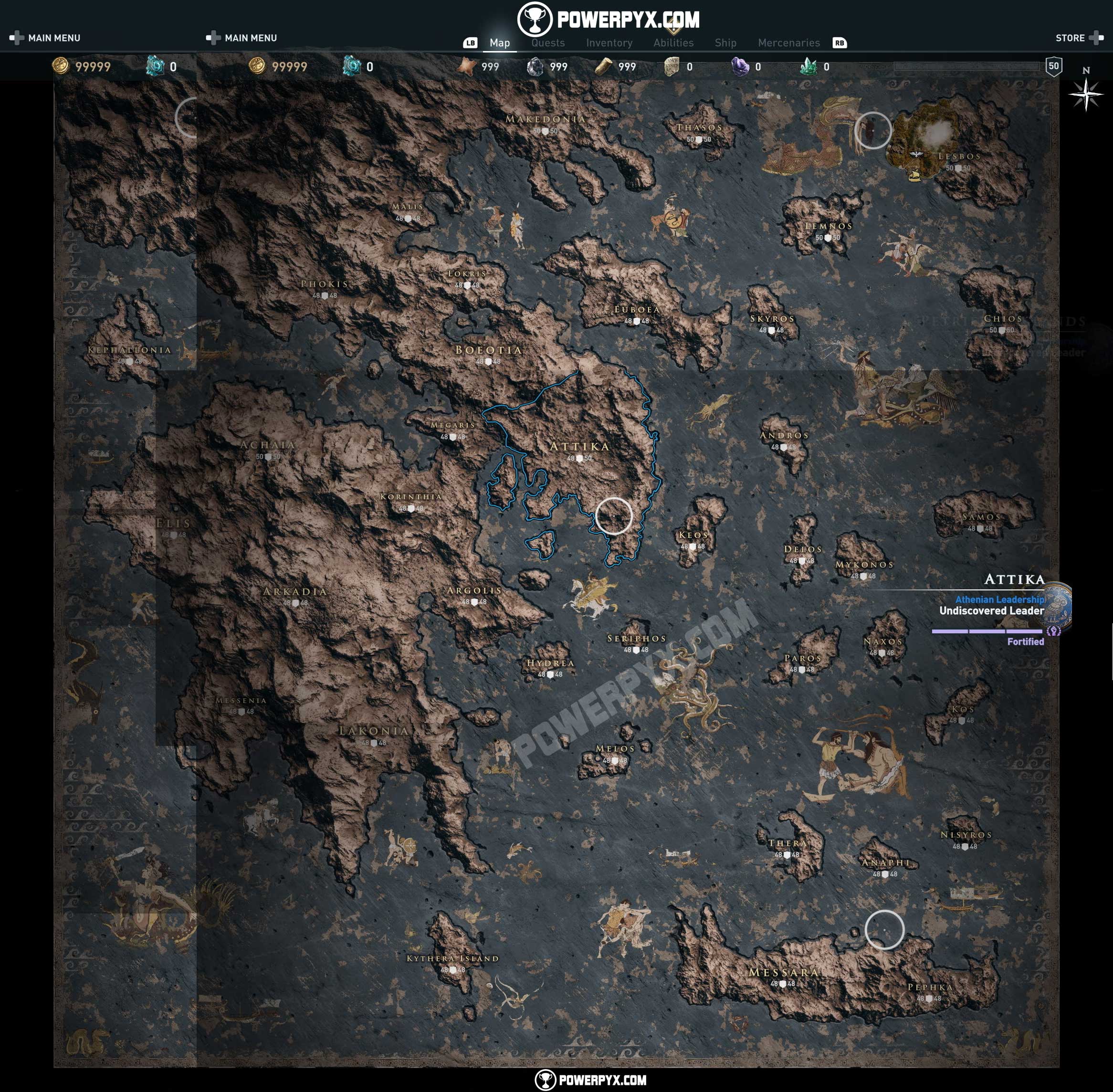 広大なエーゲ海と大小様々な島を含む Assassin S Creed Odyssey のワールドマップが登場 ニューゲーム の話題も Doope