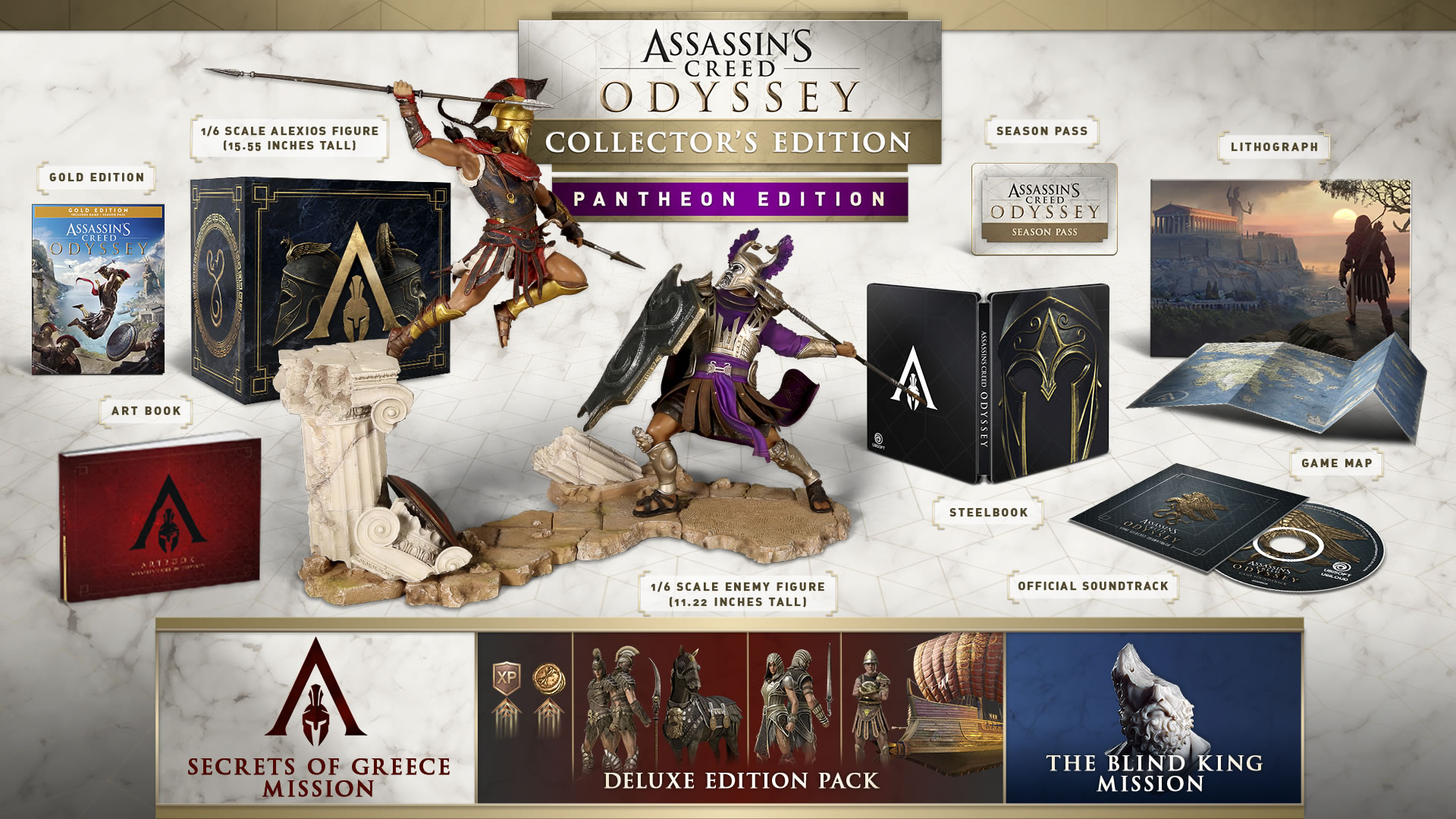 アレクシオスと敵兵士のジオラマを同梱する Assassin S Creed Odyssey の超豪華な限定版 Pantheon Edition の特典紹介トレーラーが公開 Doope